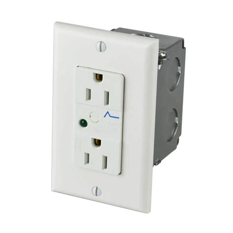 surge protector outlet in drawn steel surface mount electrical box|wall outlet surge protector receptacle.